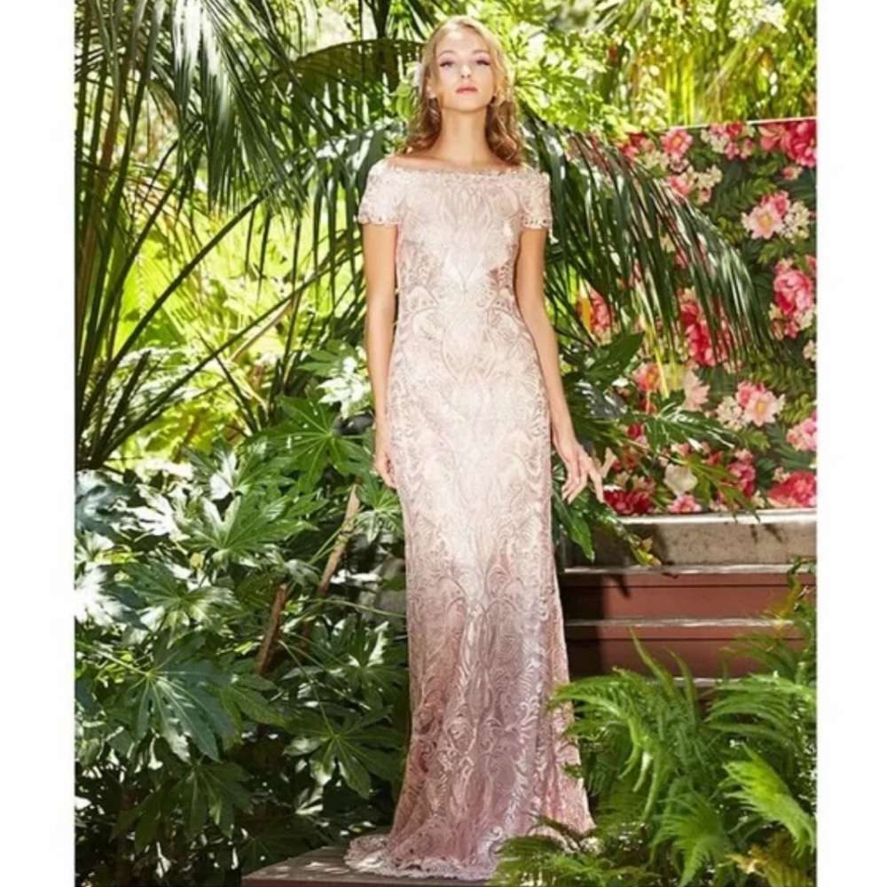 Tadashi Shoji Adena Corded Embroidery Gown